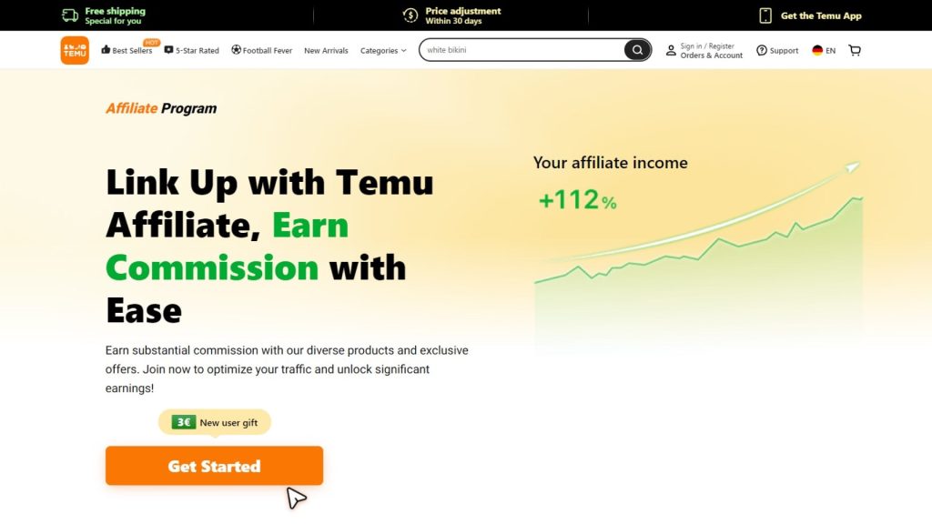 TemuAffiliate Program website