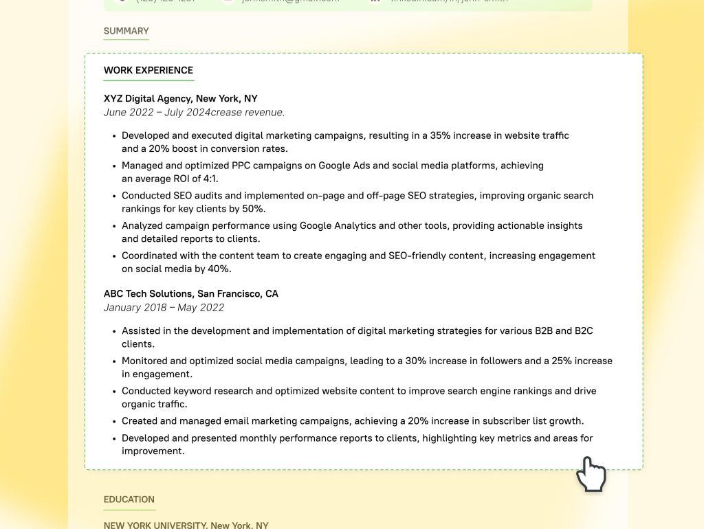 CV Structure: Job History